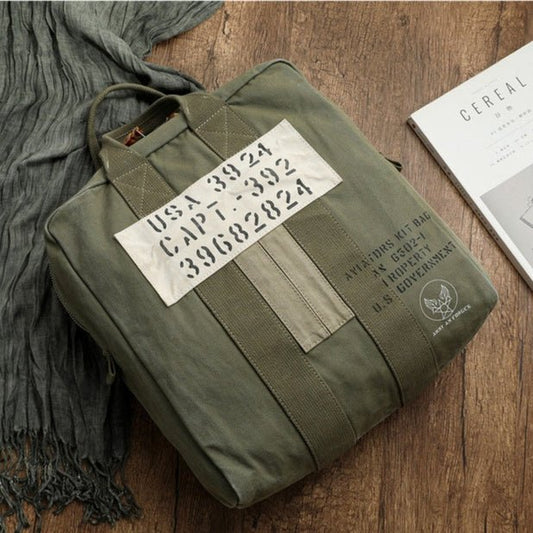 CarryQuest® Leger Groen Canvas Pilot Handtas - 38x35x14cm - Duurzaam & Stijlvol - Perfect voor Reizen & Dagelijks GebruikCarryQuestReis - /Weekendtas03