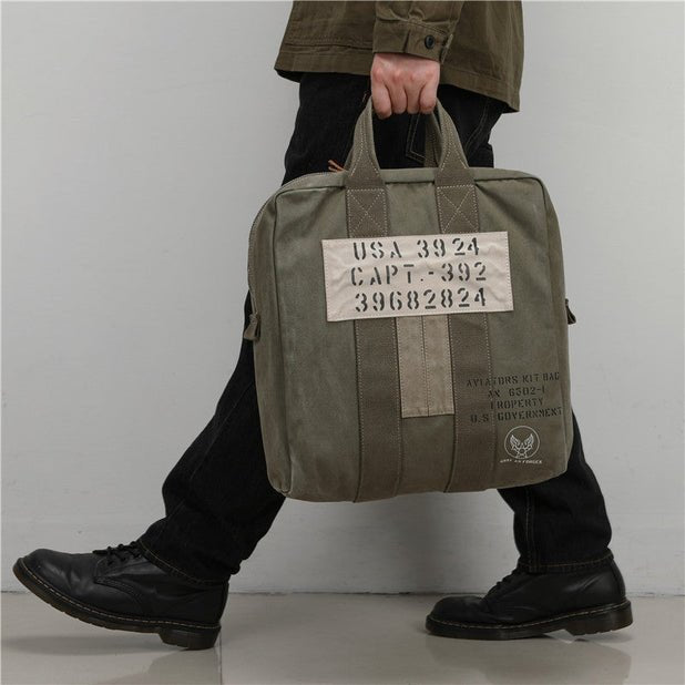 CarryQuest® Leger Groen Canvas Pilot Handtas - 38x35x14cm - Duurzaam & Stijlvol - Perfect voor Reizen & Dagelijks GebruikCarryQuestReis - /Weekendtas03