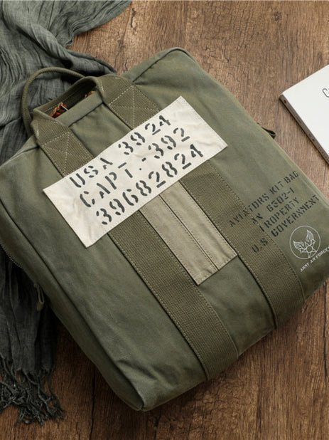 CarryQuest® Leger Groen Canvas Pilot Handtas - 38x35x14cm - Duurzaam & Stijlvol - Perfect voor Reizen & Dagelijks GebruikCarryQuestReis - /Weekendtas03