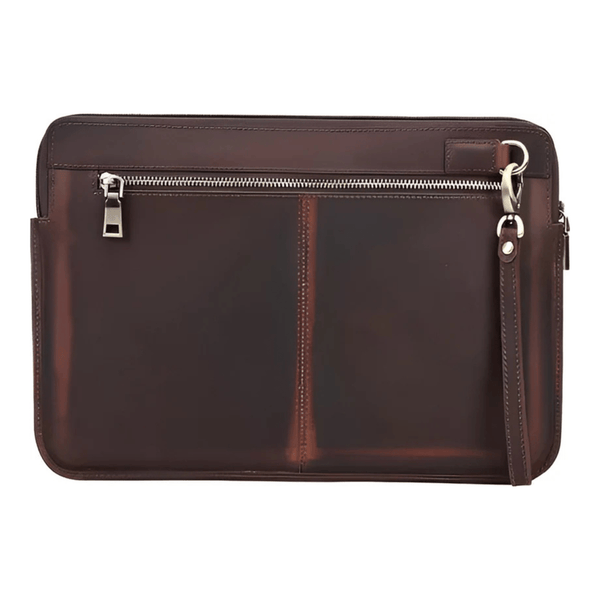 CarryQuest® - Leren Laptoptas voor Macbook Air M1 M2 M3 Pro inch - Luxe en Beschermende Aktetas - Koffie