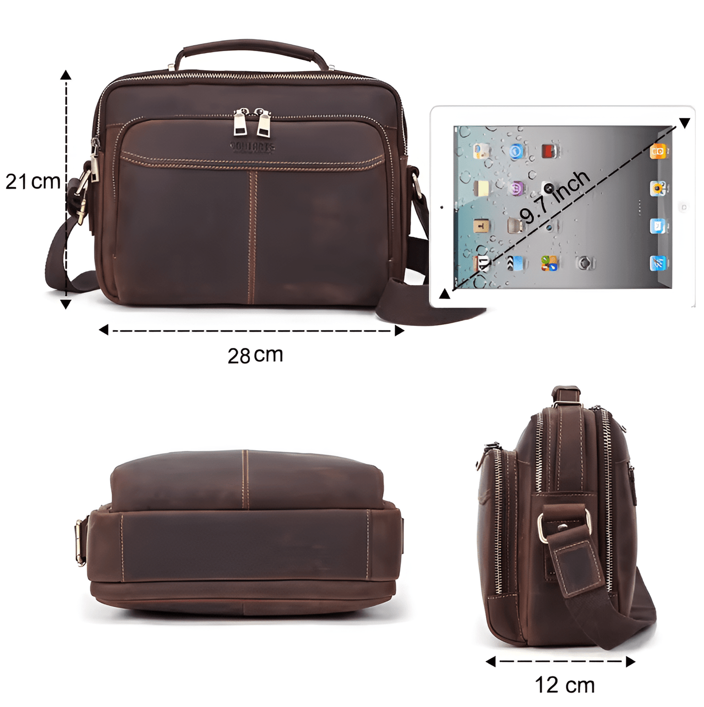 CarryQuest® - Leren Schoudertas - Vintage - Grote Capaciteit Handtassen - Bruin