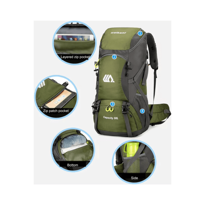 CarryQuest® - lichtgewicht - regenhoes - wandelrugzak - 50L - camping - Zwart