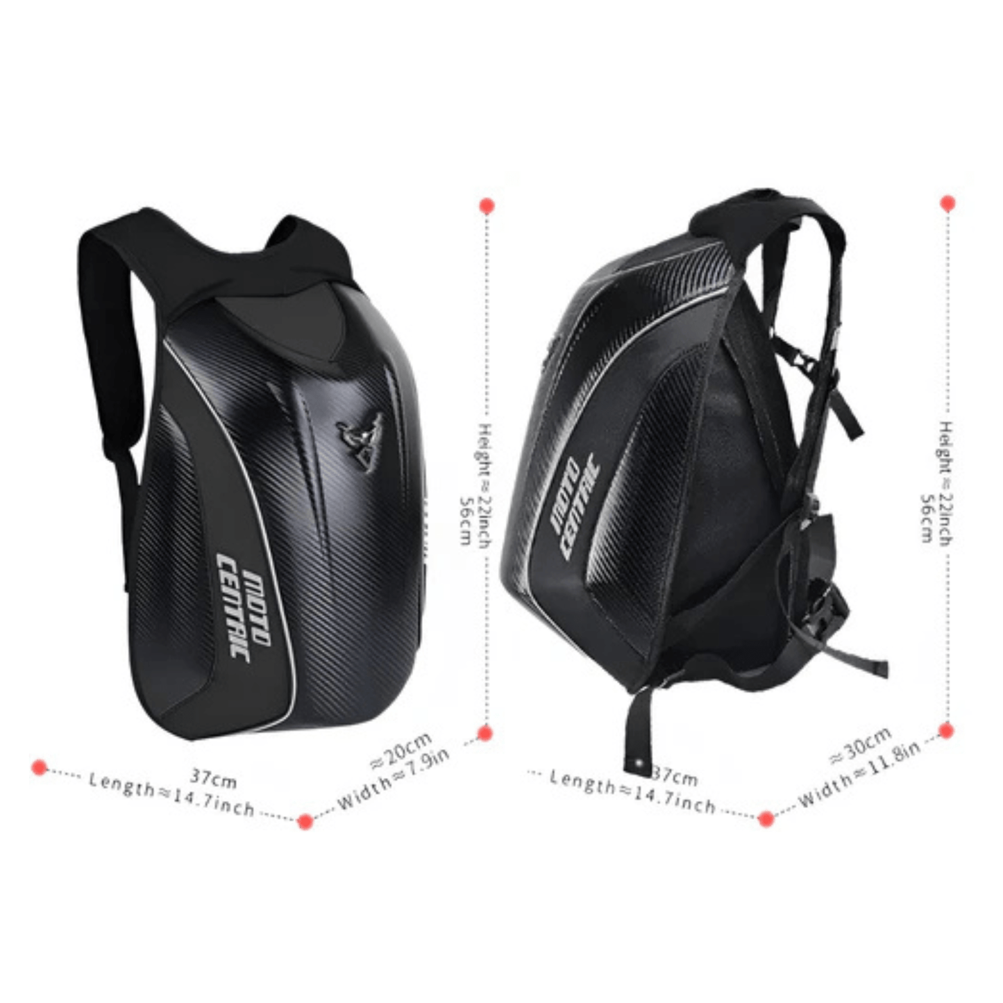 CarryQuest® - Motor Helm Rugzak - Laptop Rugzak 15” - Verstelbare Schouder - Hard Shell - ZwartCarryQuestsimple