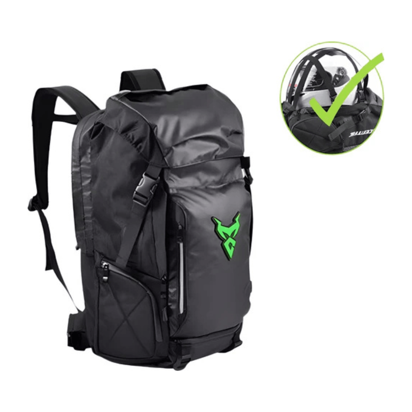 CarryQuest® - Motor Rugzak - 48L - Waterdichte Rugzak - Motortransport - Laptop Backpack - Zwart/GroenCarryQuestsimple
