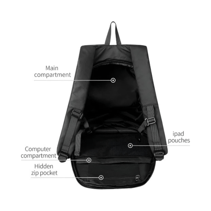 CarryQuest® - Motor Rugzak - Grote Capaciteit Motorhelm Tas - Motorrugzak - Antislip Borstgesp + Verborgen Ritsvak - Zwart