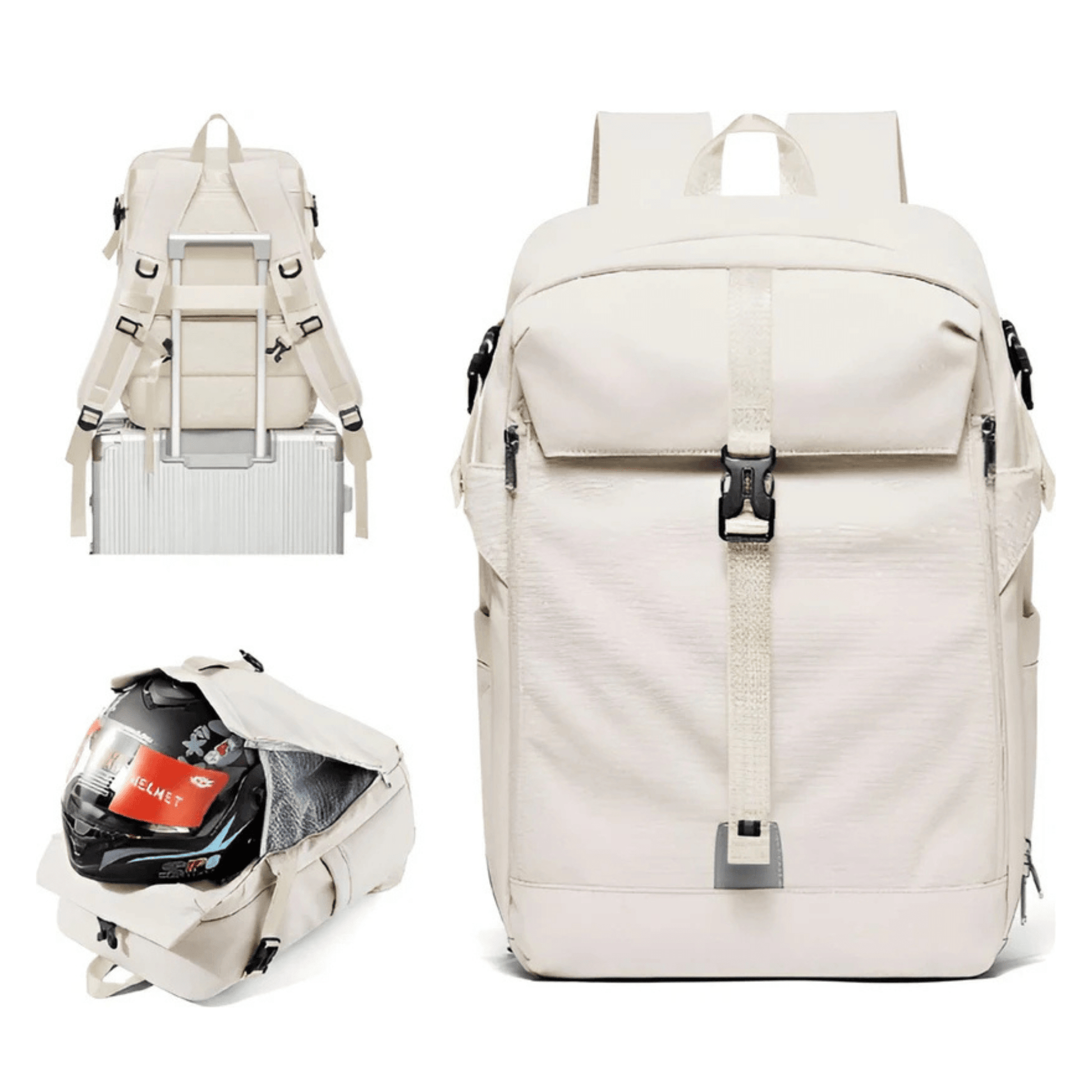 CarryQuest® - Motor Rugzak - Waterdichte Rugzak - Duurzaam Nylon - Comfortabele Schouderbanden - BeigeCarryQuestsimple