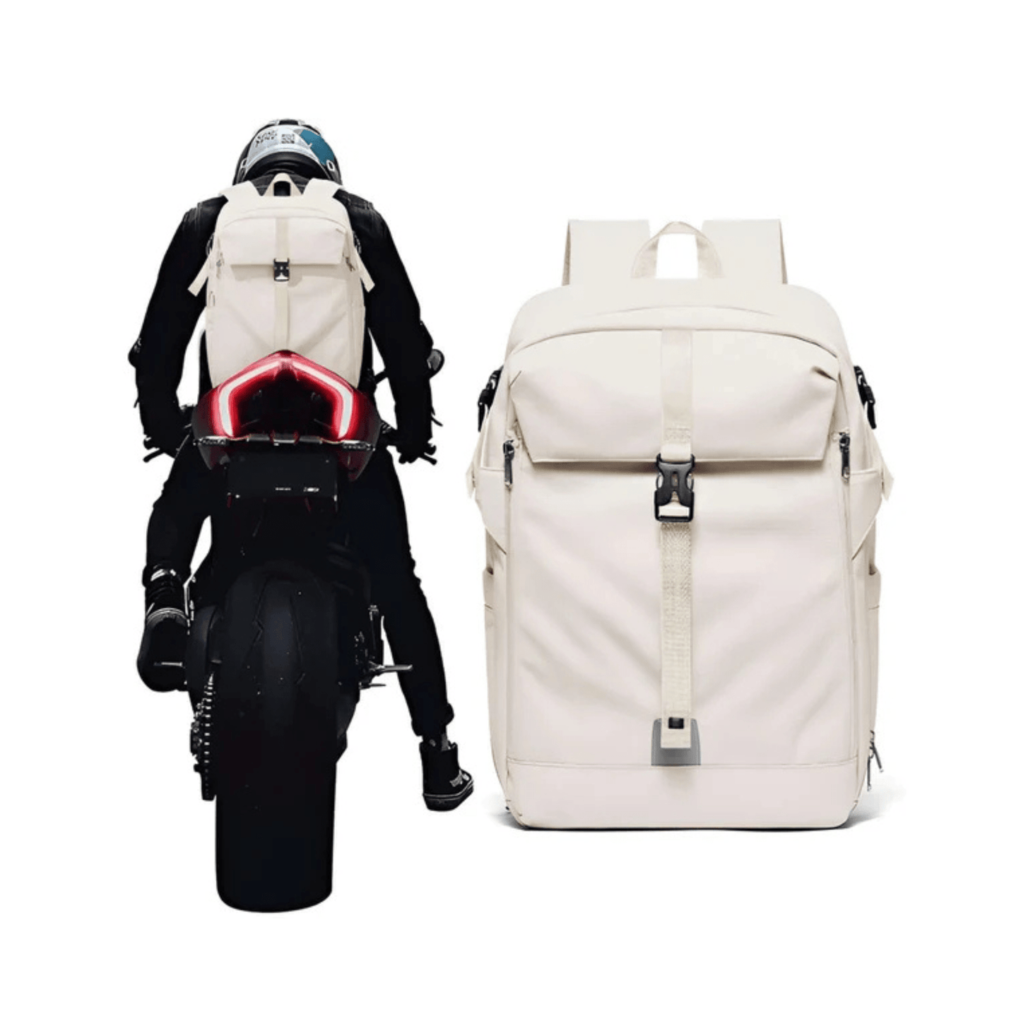 CarryQuest® - Motor Rugzak - Waterdichte Rugzak - Duurzaam Nylon - Comfortabele Schouderbanden - BeigeCarryQuestsimple