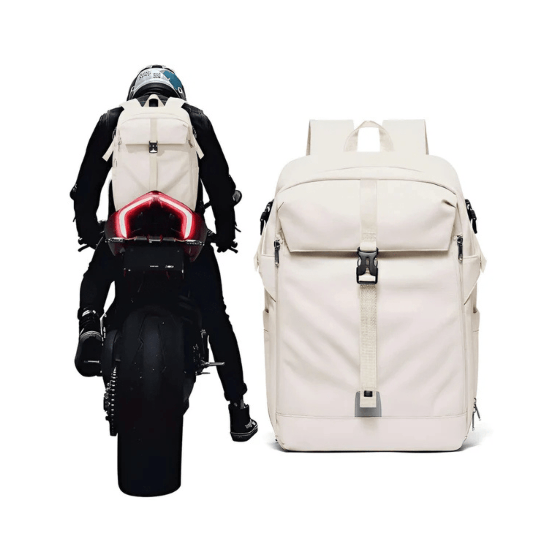 CarryQuest® - Motor Rugzak - Waterdichte Rugzak - Duurzaam Nylon - Comfortabele Schouderbanden - BeigeCarryQuestsimple