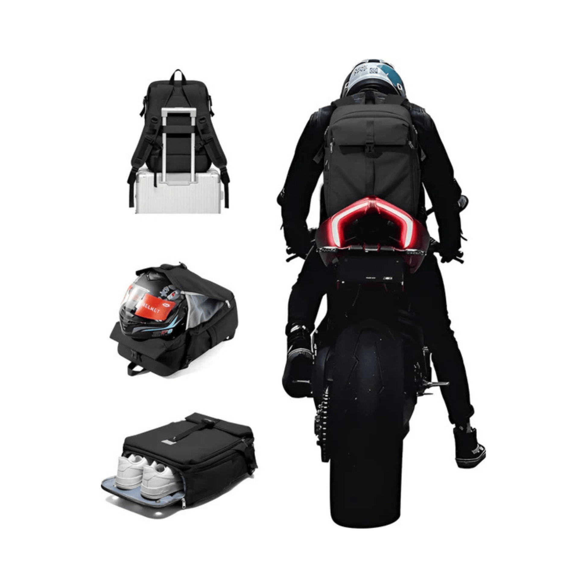 CarryQuest® - Motor Rugzak - Waterdichte Rugzak - Duurzaam Nylon - Schouderbanden - ZwartCarryQuestsimple