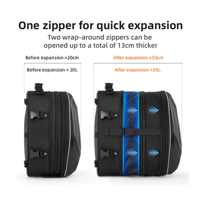 CarryQuest® - Motor Rugzak - Zadeltas Motor - Motorrugzak - Uitbreidbaar van 20 tot 35L - ZwartCarryQuestsimple