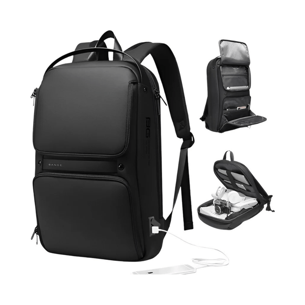 CarryQuest® - Multi - laags Ruimte Zakenrugzak - USB + Laptopcompartiment tot 15,6 inch - Zwart