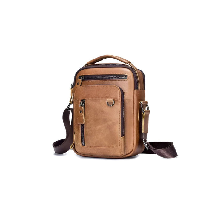 CarryQuest® Multifunctionele Kleine Reistas - Echt Leer - Compact en Stijlvol - Khaki