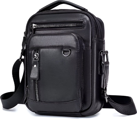 CarryQuest® Multifunctionele Kleine Reistas - Echt Leer - Compact en Stijlvol - ZwartCarryQuestsimple