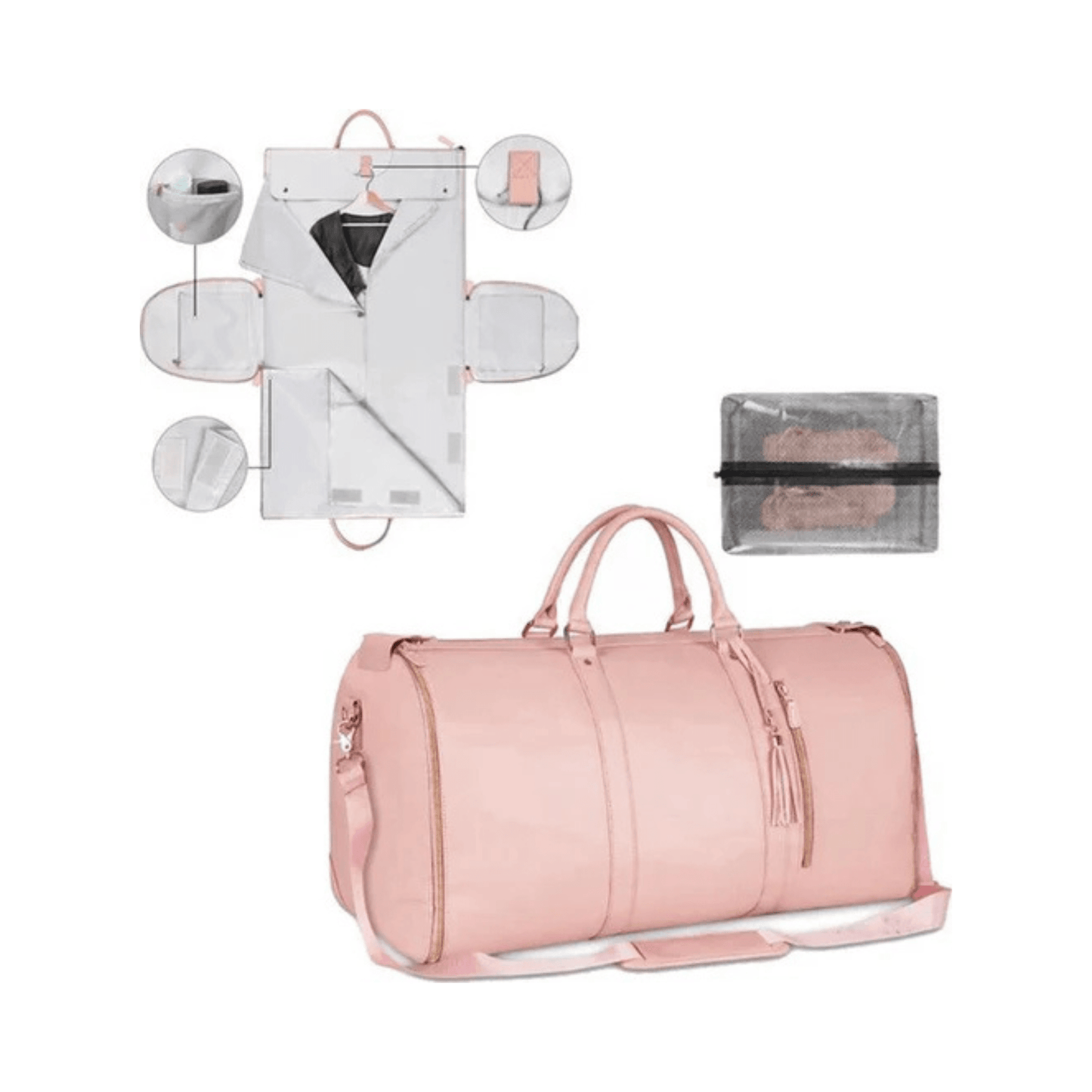 CarryQuest® - Multifunctionele opvouwbare reistas - Zaken reistassen - travel wekkendtassen - RozeCarryQuestsimple