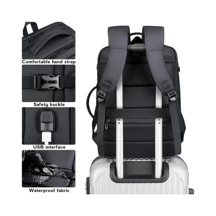 CarryQuest® - Multifunctionele Reis - /Weekendtas 45L USB - Opladen - 15.4 inch laptop - Computerlaag - Zwart