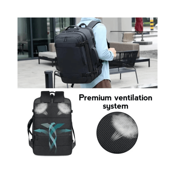 CarryQuest® - Multifunctionele Reis - /Weekendtas 45L USB - Opladen - 15.4 inch laptop - Computerlaag - Zwart