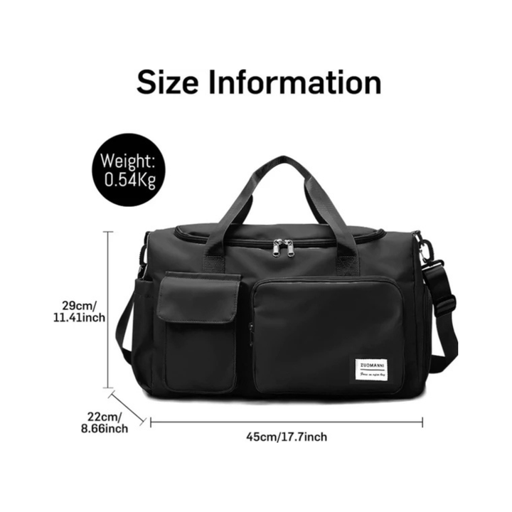 CarryQuest® - Multifunctionele zwarte weekendtas - Zwart