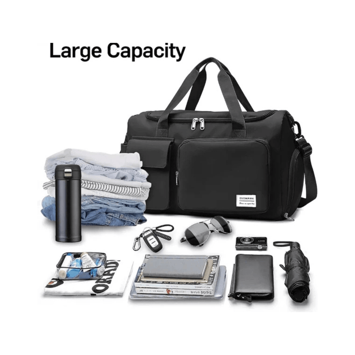 CarryQuest® - Multifunctionele zwarte weekendtas - Zwart