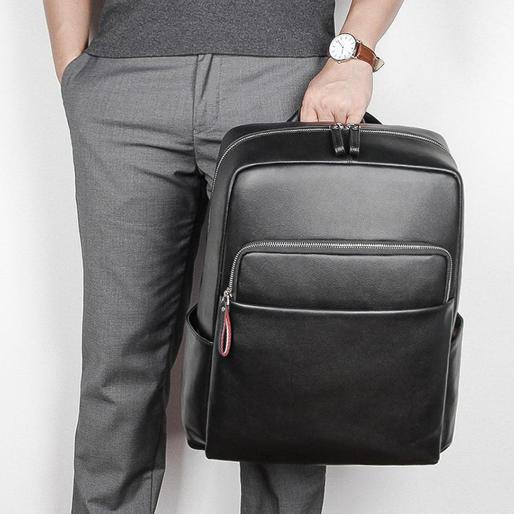 CarryQuest® Premium Leer Backpack – 39x32x16 cm – Lichtgewicht & Ruim – Zwart/Bruin – Ideaal voor Werk & ReizenCarryQuest®simpleNiet Klaar