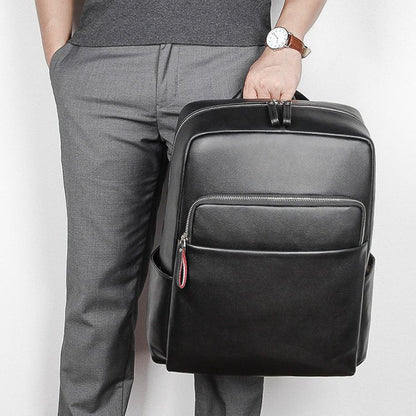 CarryQuest® Premium Leer Backpack – 39x32x16 cm – Lichtgewicht & Ruim – Zwart/Bruin – Ideaal voor Werk & ReizenCarryQuest®simpleNiet Klaar