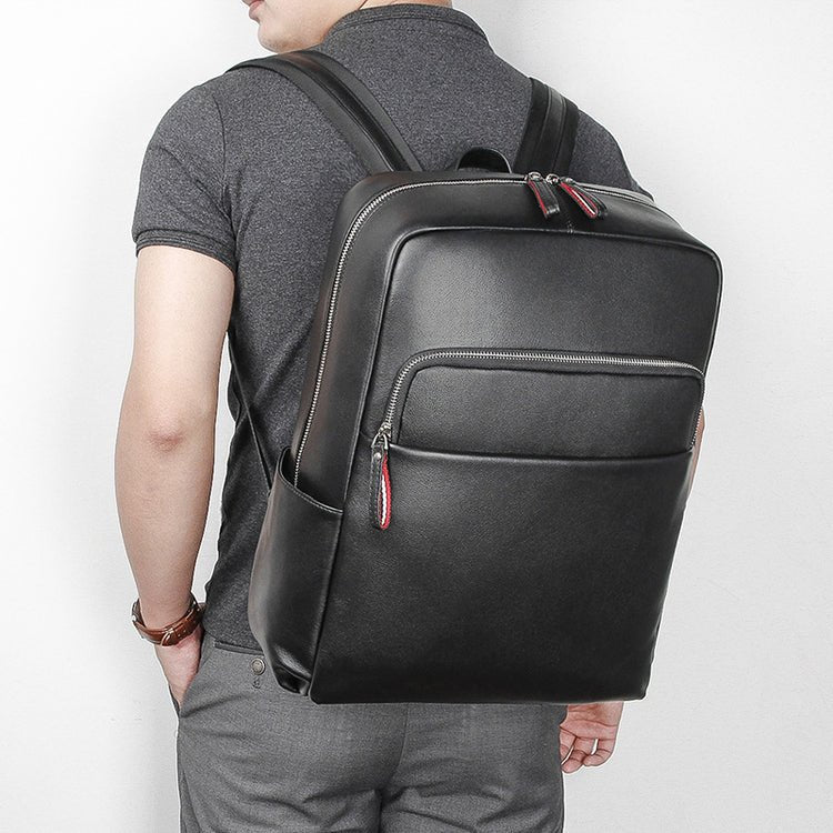 CarryQuest® Premium Leer Backpack – 39x32x16 cm – Lichtgewicht & Ruim – Zwart/Bruin – Ideaal voor Werk & ReizenCarryQuest®simpleNiet Klaar