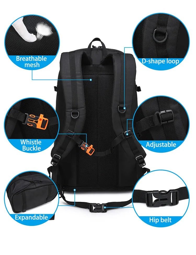 CarryQuest® Pro 40+5 Uitbreidbare Rugzak – Lichtgewicht, Waterdicht en ErgonomischCarryQuest®simpleNiet Klaar