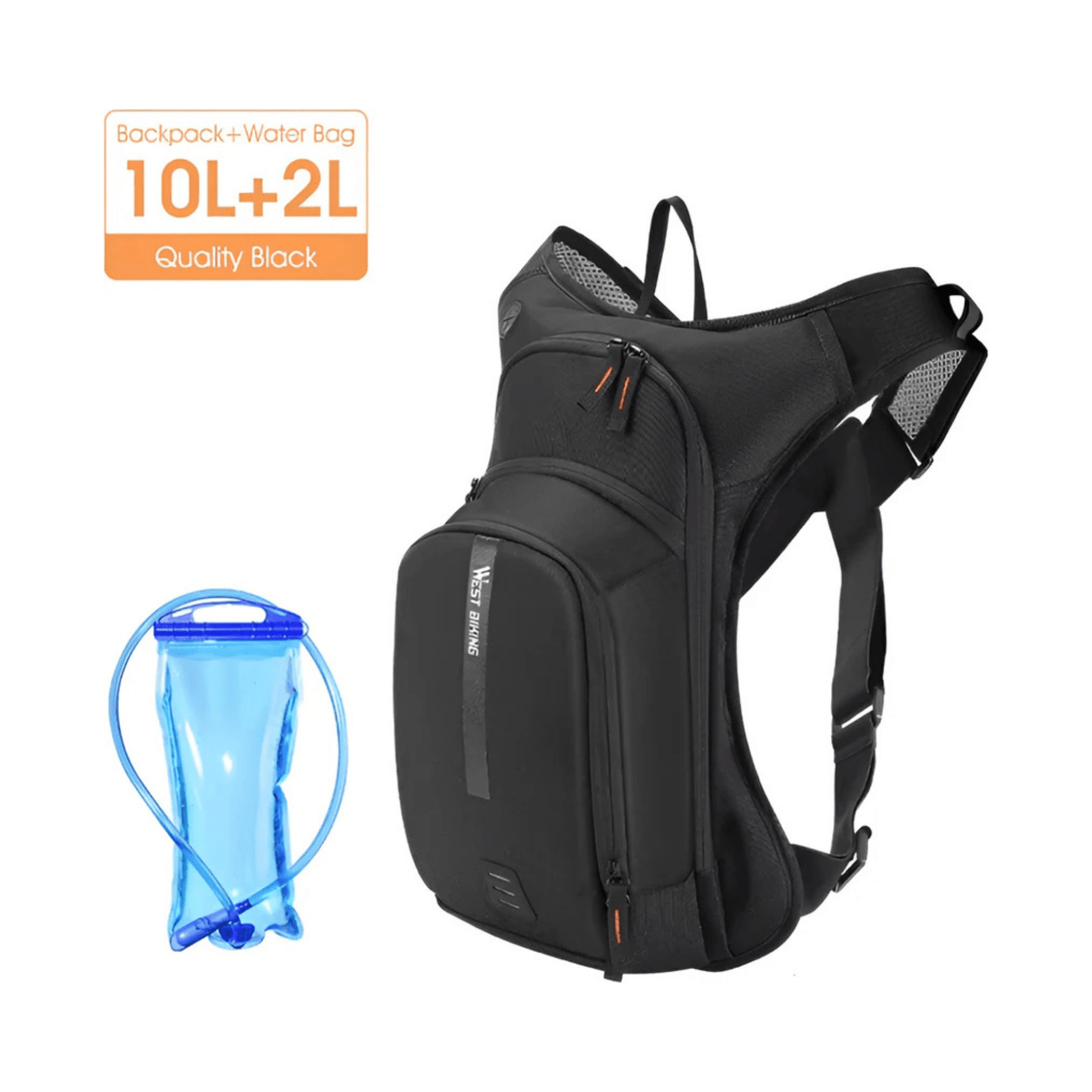 CarryQuest® - Professionele Sport Rugzak 10L + 2L Water Bag - Waterzak Compatibel - Wandelrugzak - ZwartCarryQuestsimple