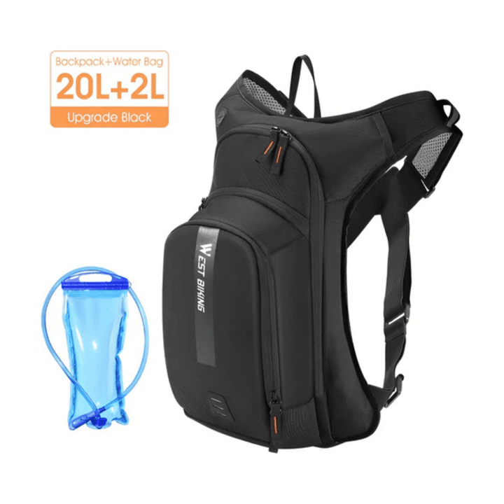 CarryQuest® - Professionele Sport Rugzak 20L + 2L Water Bag - Waterzak Compatibel - Wandelrugzak - Zwart