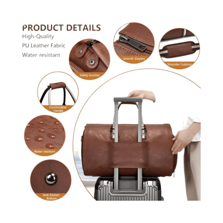 CarryQuest® - PU Leder - Duffel Bag - Weekendtassen - Weekend & Reis - Zwart