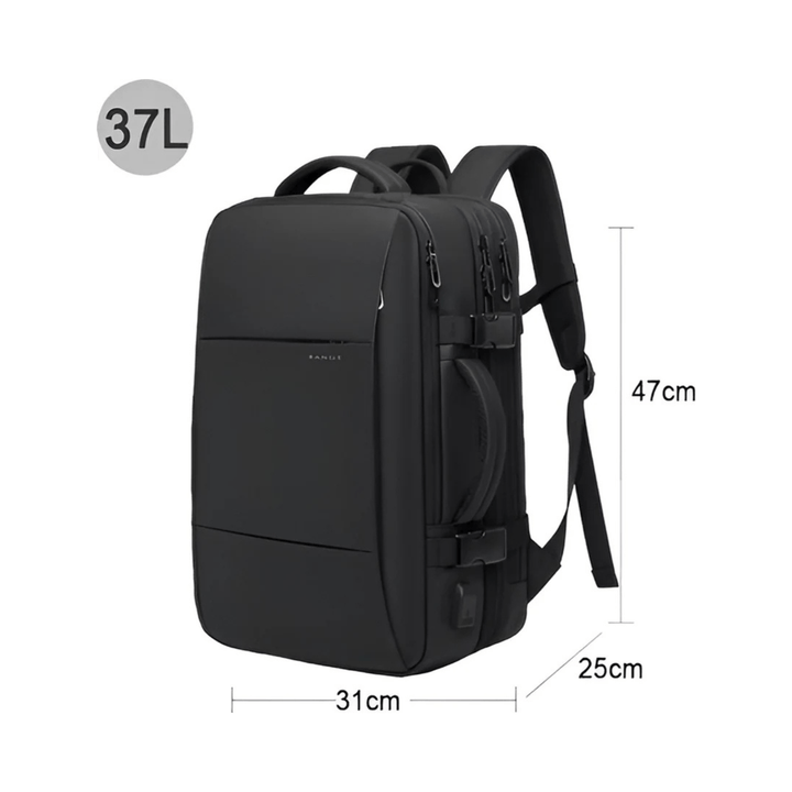 CarryQuest® - Reisrugzak Heren - 17.3" Laptop - Capaciteit 37L - Waterdicht - USB - Zwart
