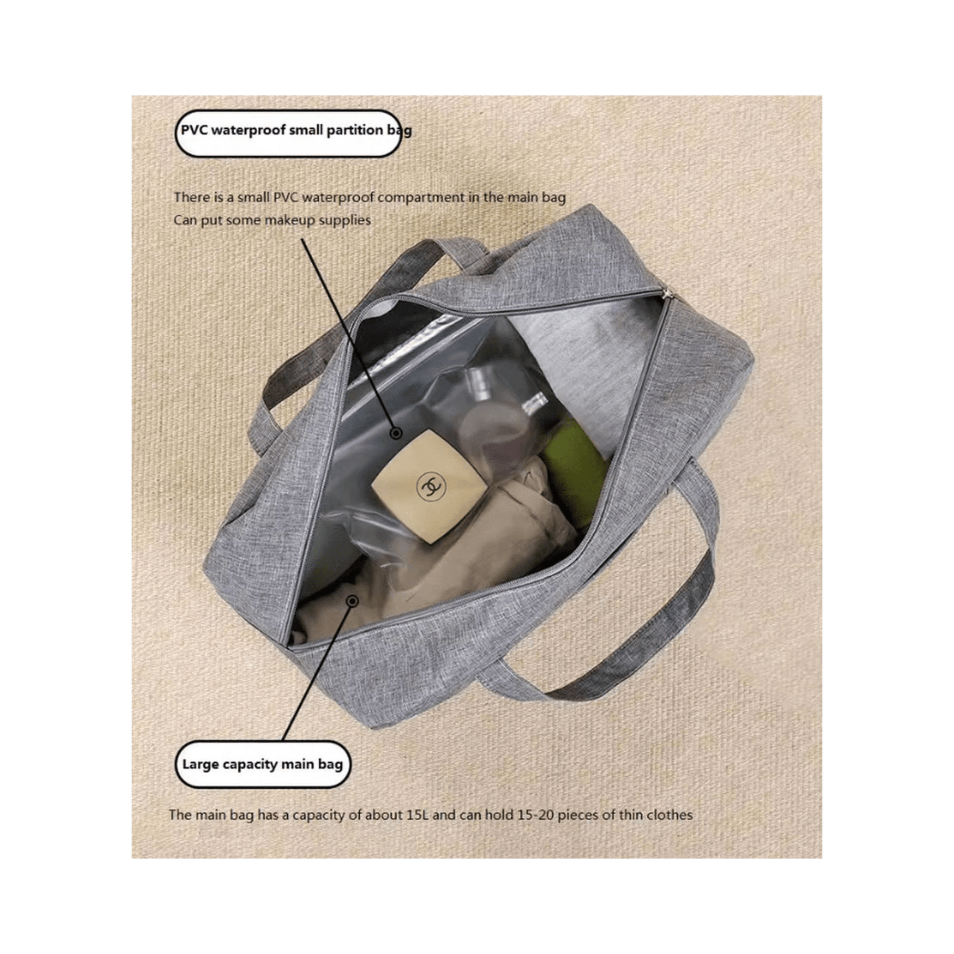 CarryQuest® - Reistas - Reisweekendtassen - Oxford - Duurzaam - Oxford Materiaal - GrijsCarryQuestsimple