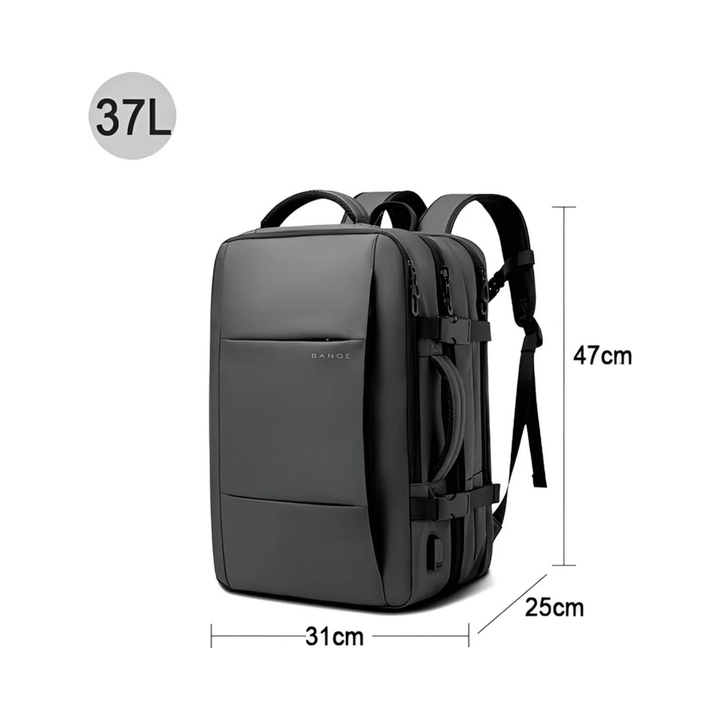CarryQuest® - Reistrugzak Heren - 17.3" Laptop - Capaciteit 37L - Waterdicht - USB - Grijs