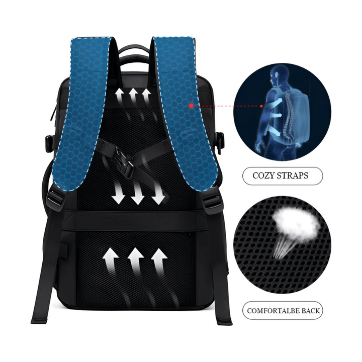 CarryQuest® - Reistrugzak Heren en Dames - 17.3" Laptop - Capaciteit 37L - Waterdicht - USB - Groen