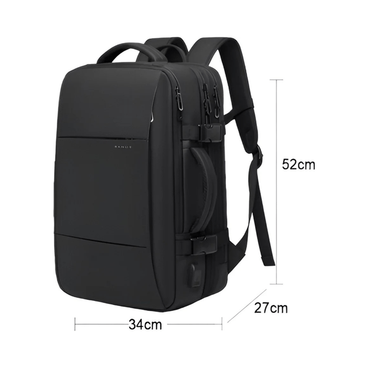 CarryQuest® - Reistrugzak Heren en Dames - 17.3" Laptop - Waterdichte - Capaciteit 37L - USB - Zwart