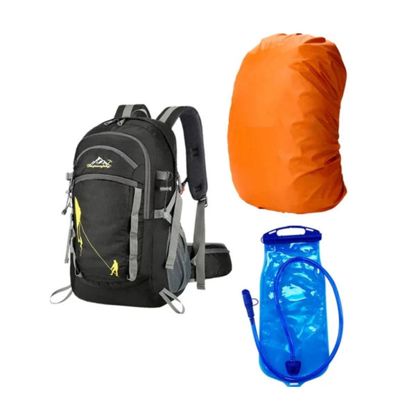 CarryQuest® - Rugzak - Waterzak - Wandel rugzak - Regenhoes - 35L - 2L - Waterzak Wandelen - Zwart