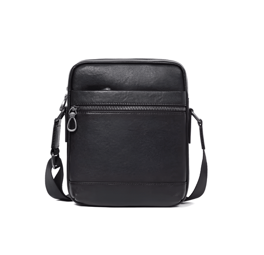 Carryquest® - Rundleer Schoudertas Heren - Stijlvol & Praktisch - Crossbody Tas - Zwart