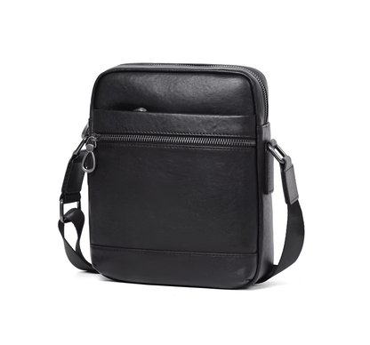 Carryquest® - Rundleer Schoudertas Heren - Stijlvol & Praktisch - Crossbody Tas - Zwart