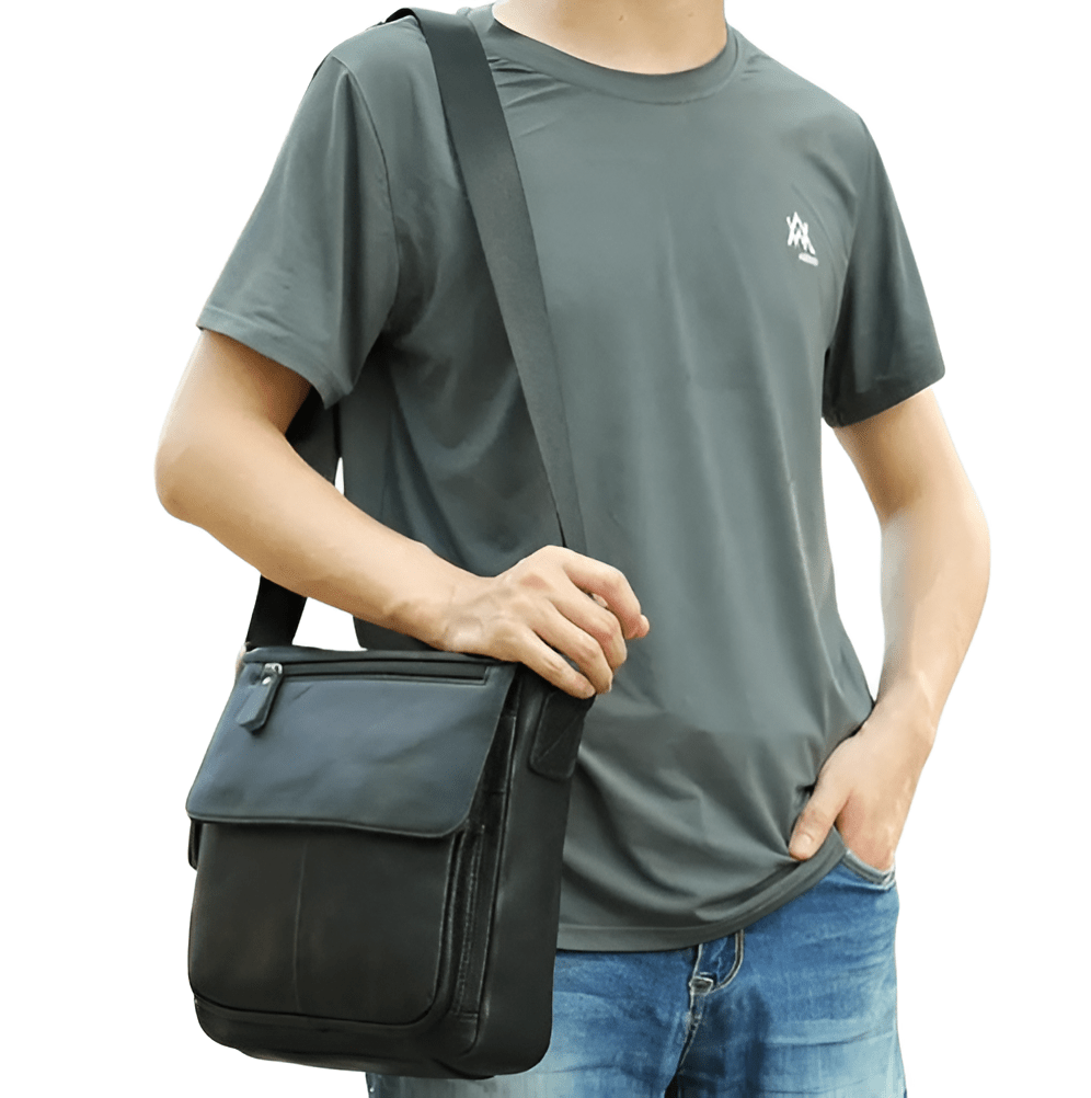 Carryquest® - Schoudertas - Echte Leder - Crossbody - Koerierstas - 2 kleurenCarryQuest