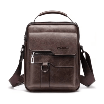 CarryQuest® - Schoudertas - Heren - PU - Leer - Stijlvol - Reizen - Donker Bruin