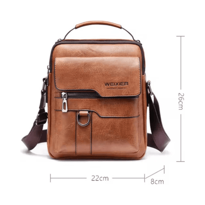 CarryQuest® - Schoudertas - Heren - PU - Leer - Stijlvol - Reizen - Donker Bruin