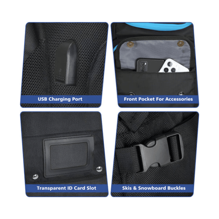 CarryQuest® - Ski - tas Outdoor Skiën - 50L - Grote Rugzak Unisex met Droog/Nat Scheiding - Waterdicht - Zwart