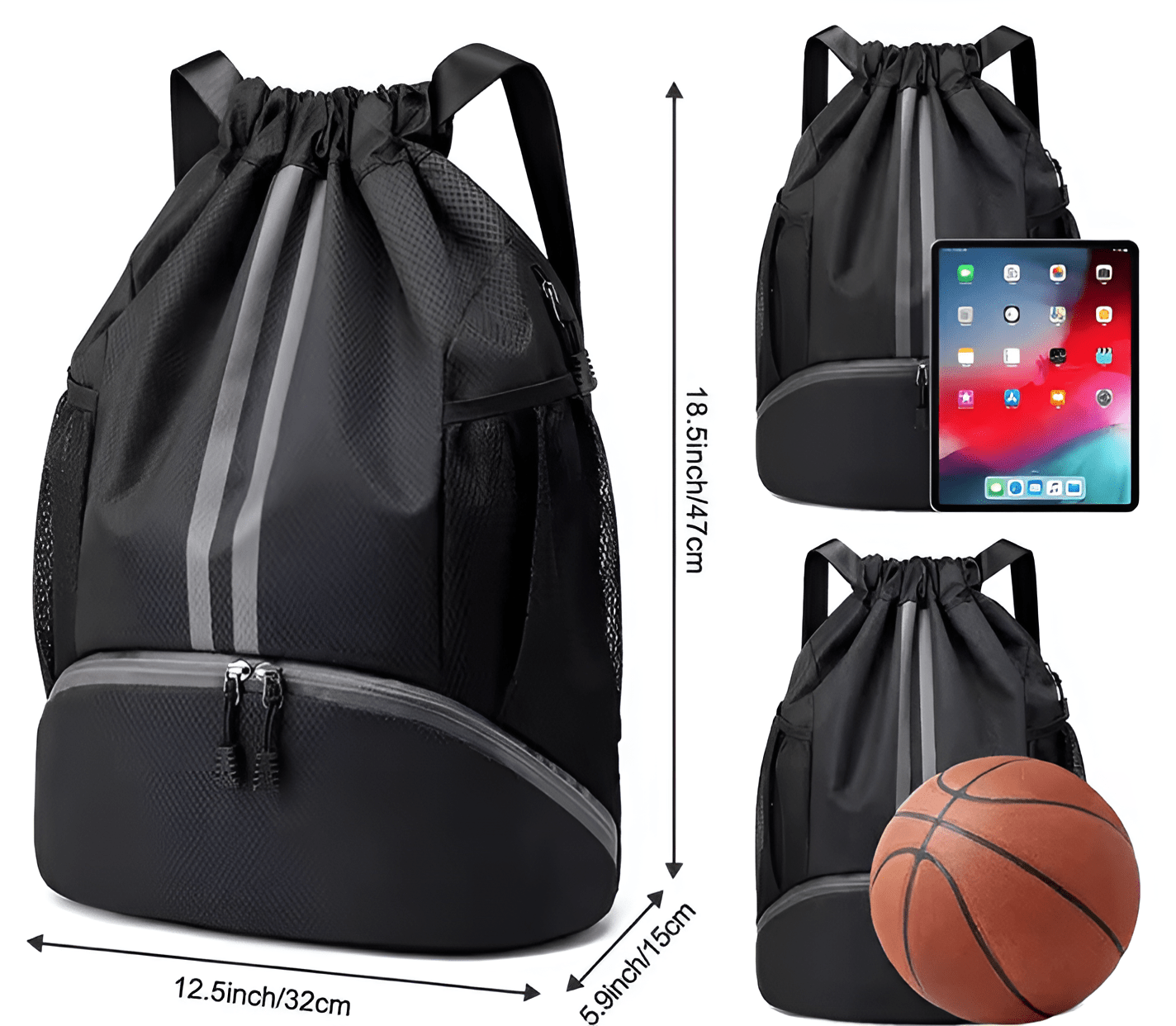 CarryQuest® - Sport Rugzak – 20L – Voetbal/Basketbal – ZwartCarryQuest