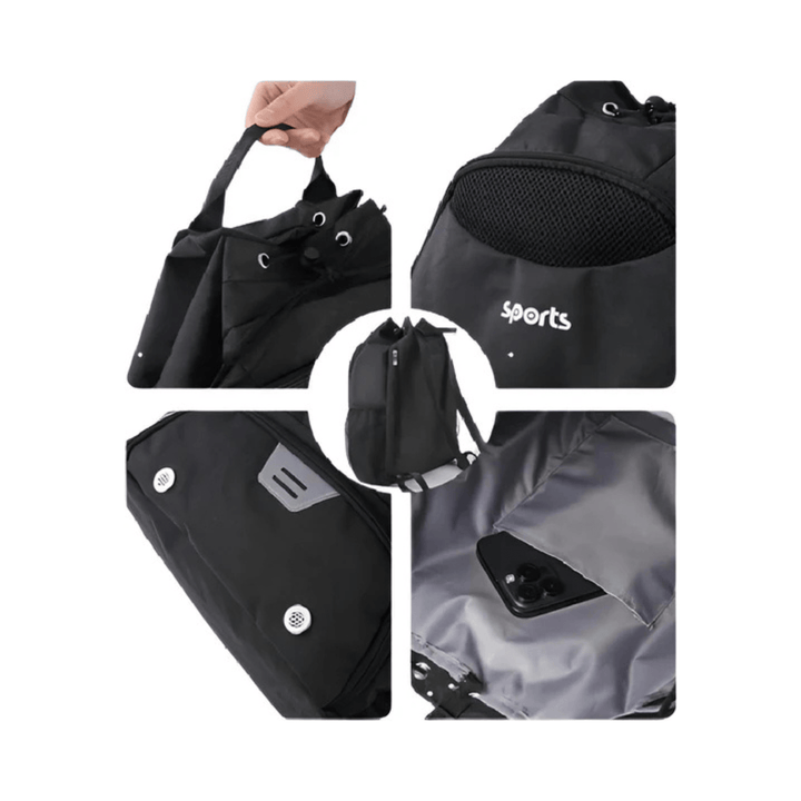 CarryQuest® - Sporttas met trekkoord Basketbalrugzak - Zwart