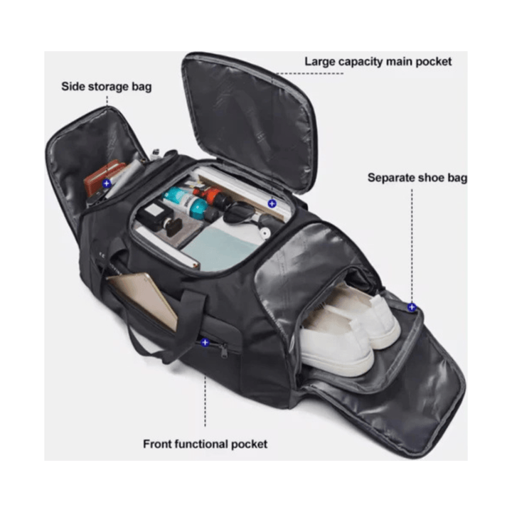 CarryQuest® - Sporttas - Sporttassen - Waterdicht - Oxford - Comfortabel - Ruim - Ritssluitingen - Stijlvol - Zwart