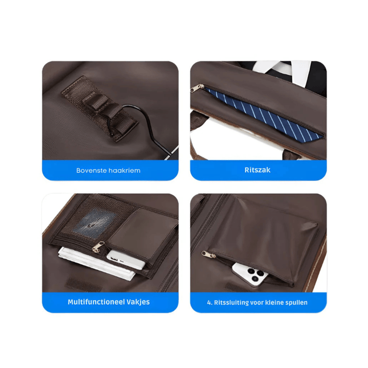 CarryQuest® - Suite Bag - PU Leder - Duffel Bag - Weekendtassen - Bruin