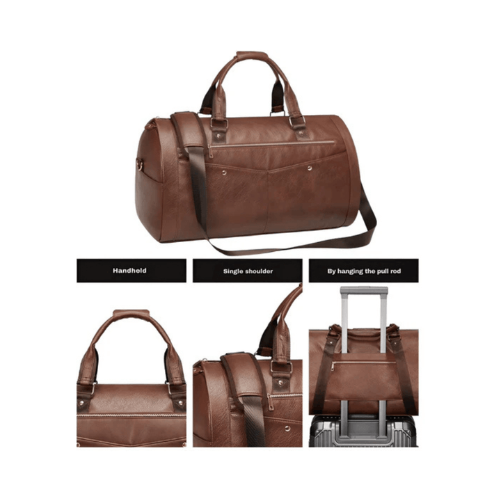 CarryQuest® - Suite Bag - PU Leder - Duffel Bag - Weekendtassen - Bruin