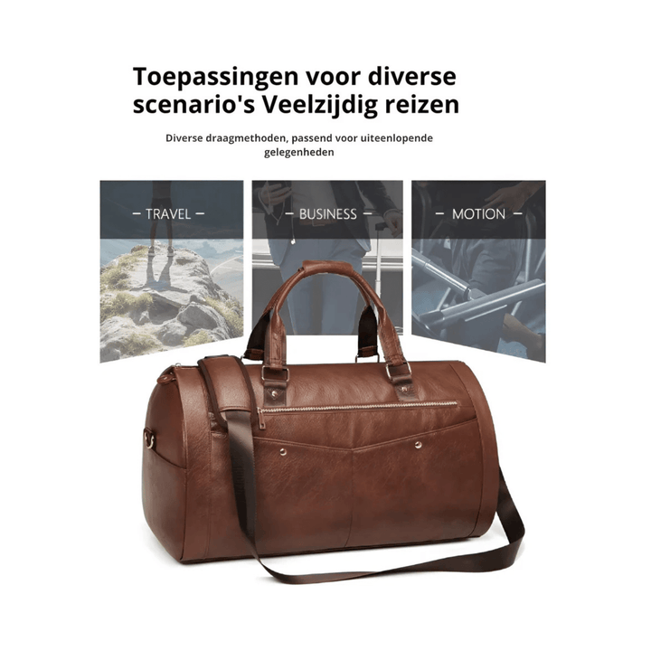 CarryQuest® - Suite Bag - PU Leder - Duffel Bag - Weekendtassen - Bruin