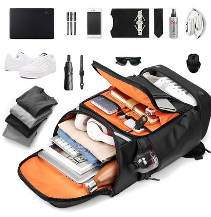 CarryQuest® Tech Pro Rugzak 36 - 55L – Waterdicht & Ademend – USB Oplaadfunctie – Perfect voor Reizen & SportenCarryQuest®Reis - /Weekendtas03