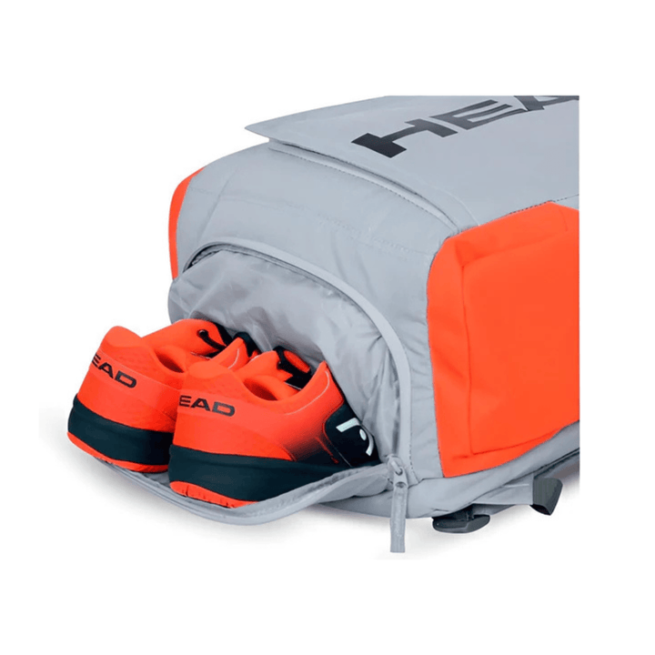 CarryQuest® - Tennistas - Tennis Schoudertas - 2 Rackets + Schoenen + Accessoires - Grijs/Oranje