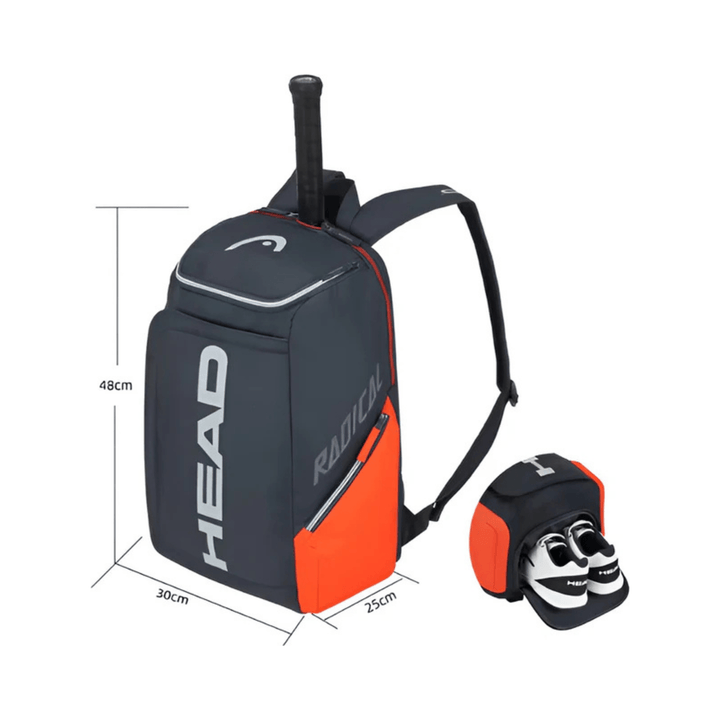 CarryQuest® - Tennistas - Tennis Schoudertas - 2 Rackets + Schoenen + Accessoires - Oranje/Zwart
